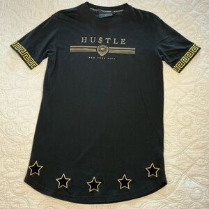 Supply and Demand “HU$TLE” Black T-Shirt Gold Graphic Men’s size Med